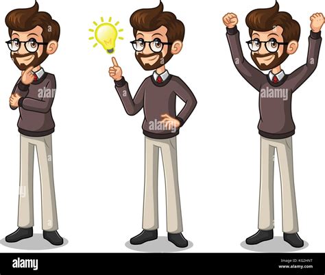 Set of hipster businessman cartoon character design get great idea ...