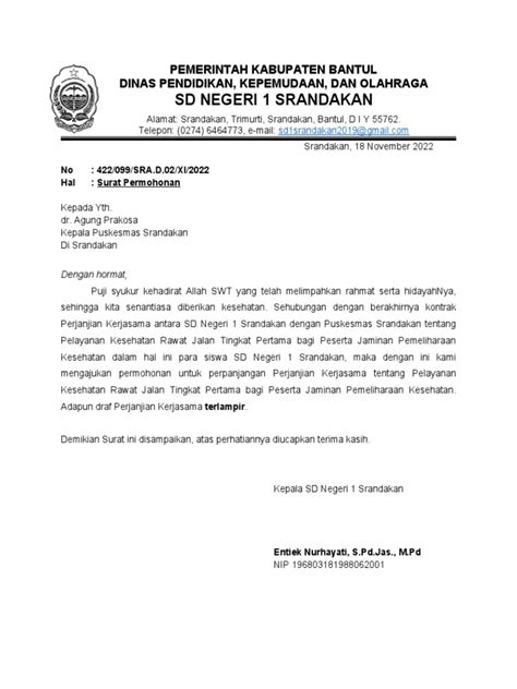 Surat Permohonan Perpanjangan Kerjasama Pdf