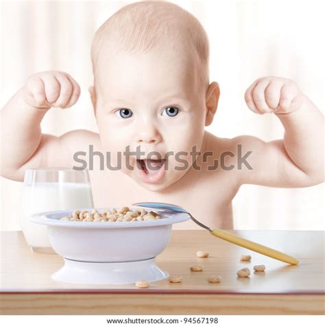 Happy Baby Meal Cereal Milk Concept Stock Photo 94567198 | Shutterstock