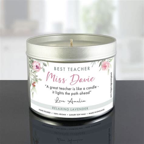 Personalised Thank You Teacher Candle Thank You Teacher T Etsy