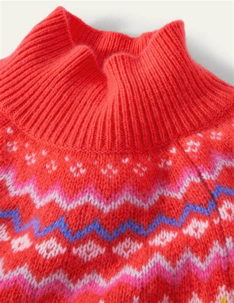 Anna Kaschmirpullover Korallenrosa Fair Isle Muster Boden De