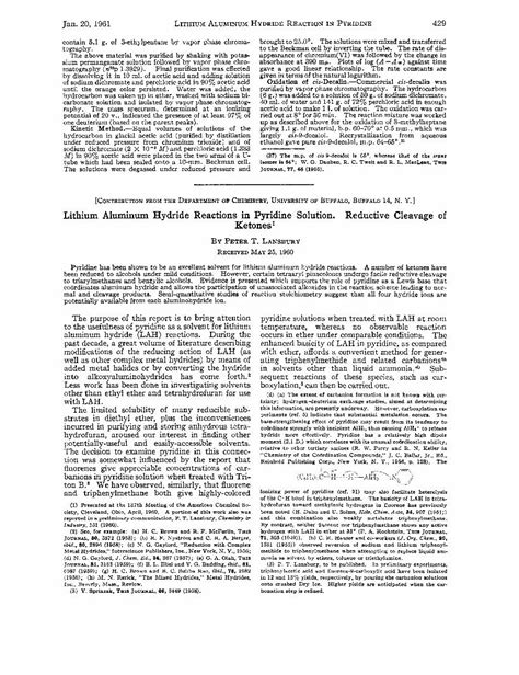 (PDF) Lithium Aluminum Hydride Reactions in Pyridine Solution. Reductive Cleavage of Ketones 1 ...