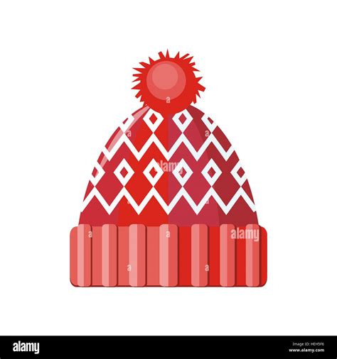 Winter Hat Isolated Winter Red Wool Hat Icon Knitted Winter Woolen Stock Vector Art