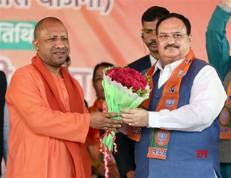 Ghazipur Bjp National President Jp Nadda With Up Cm Yogi Adityanath