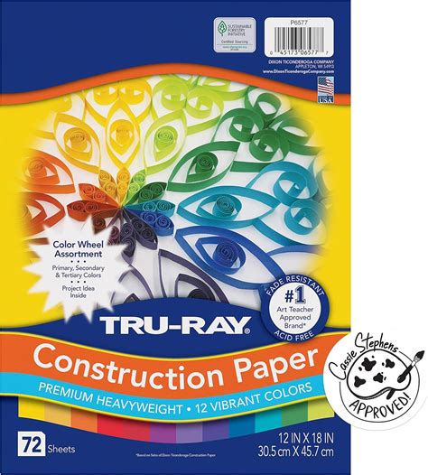 Tru Ray 6577 Tru Ray Heavyweight Construction Paper Color Wheel Assortment 12 X18 72 Sheets