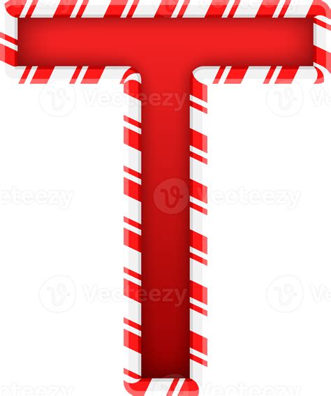 Christmas Candy Cane Alphabet Letter T 36030617 Png