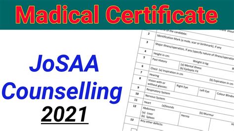 Medical Certificate For Josaa Counseling 2021 Youtube