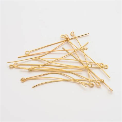 100pcs 50MM Silver/Gold Tone Brass Eye Pins Head Pins for Jewelry ...