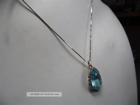 Jugendstil Er Silber Anh Nger Kette Aquamarin Design