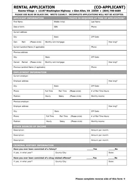 Eformsfree Virginia Rental Application Form Pdf Eforms Free Fillable