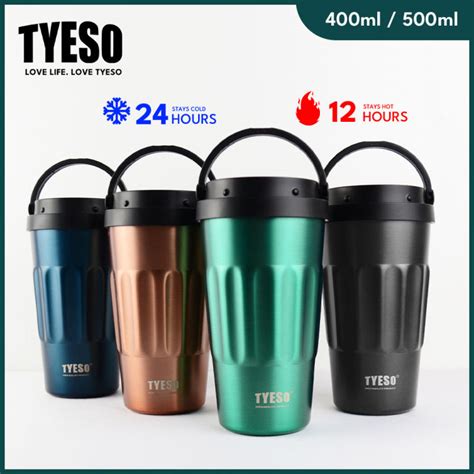Tyeso Vacuum Insulated Coffee Mug Ml Ml Metallic Tumbler Hot Cold Cup With Handle Double