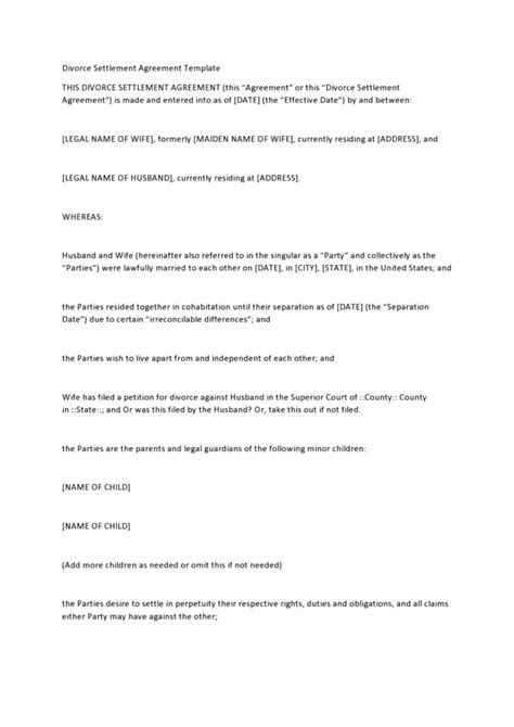 49 Editable Marital Settlement Agreements Word Pdf ᐅ Templatelab