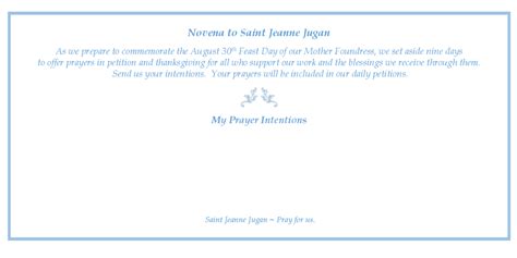 Novena to St. Jeanne Jugan Prayer Intentions - Little Sisters of the ...