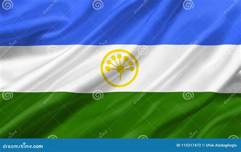 Bashkortostan Flag Waving With The Wind 3D Illustration Stock