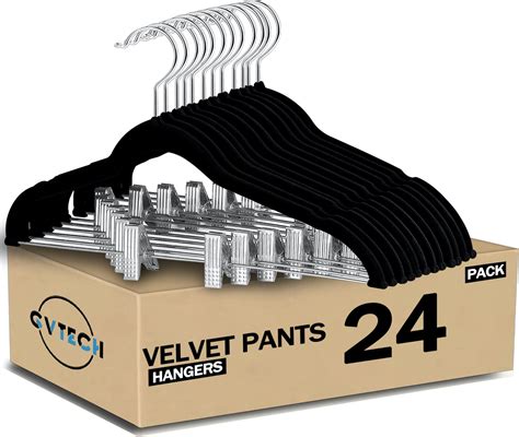 GVTECH Velvet Hangers With Clips 24 Pack Metal Clip Hangers For