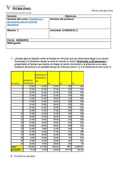 Evidencia 2 Estadística y pronósticos para la toma de decisiones