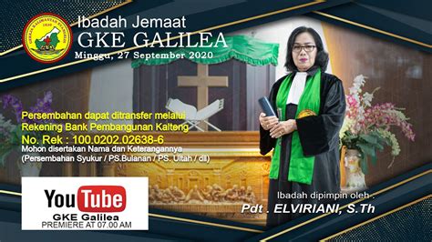 Ibadah Minggu September Jemaat Gke Galilea Palangka Raya