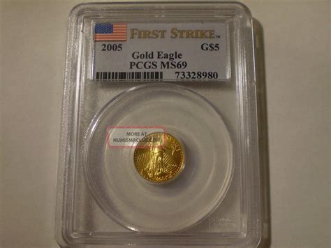 2005 5 1 10 Oz Gold Eagle First Strike Graded Pcgs Ms 69