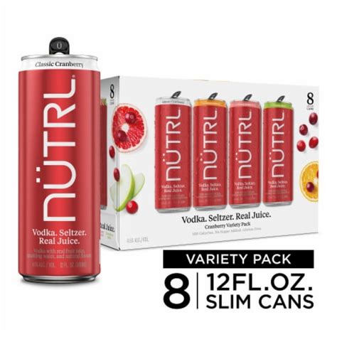 Nutrl Gluten Free Cranberry Vodka Seltzer Variety Pack 8 Pack 12 Fl