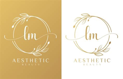 Logotipo De Belleza Con Las Letras L Y M Con Adornos Floridos Vector