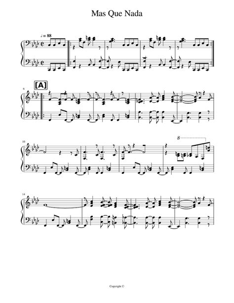 Mas Que Nada By Jorge Ben Sheet Music For Piano Solo