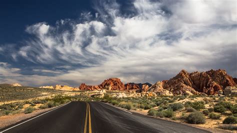 Las Vegas, 4k, 4K, the Valley of Fire State Park, road, clouds ...