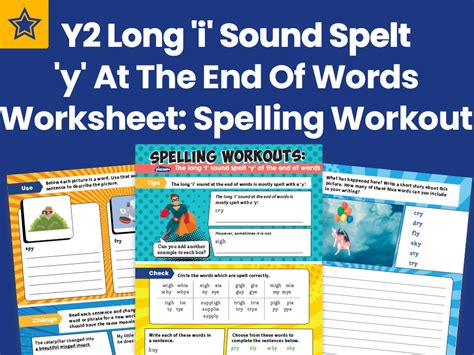 Year 2 Long I Sound Spelt Y At The End Of Words Worksheet Spelling