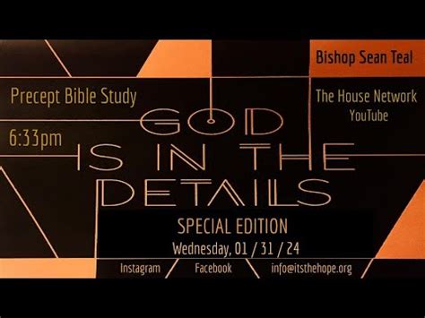 Precepts Bible Study God Is In The Details 1 31 2024 YouTube