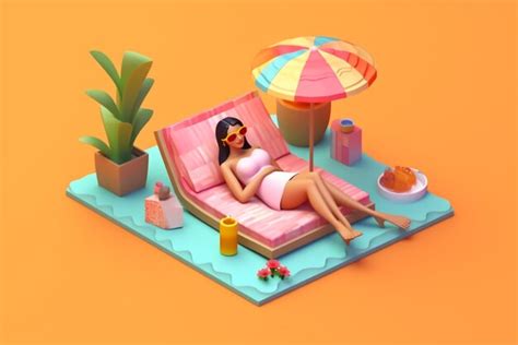 Premium AI Image Woman In Bikini Lying On The Beach 3d Modelling