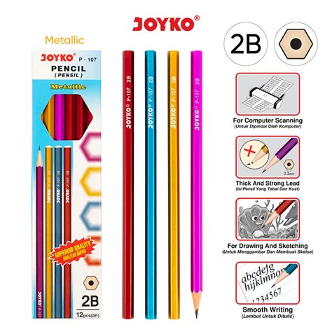 Jual Pensil Pencil Joyko P 107 Metallic 2b 1 Box 12 Pcs Shopee Indonesia