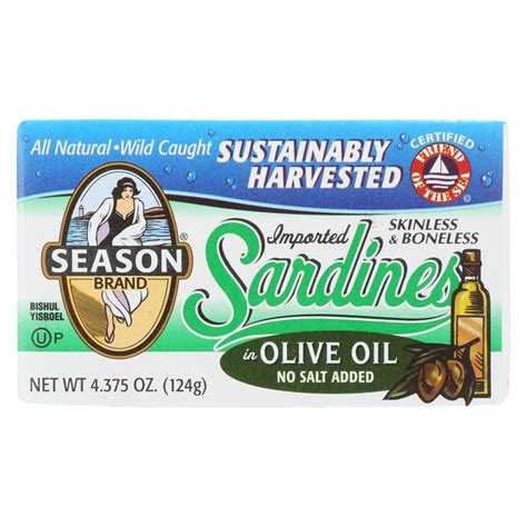 Season Brand Sardines Skinless And Boneless In Olive Oil No Salt