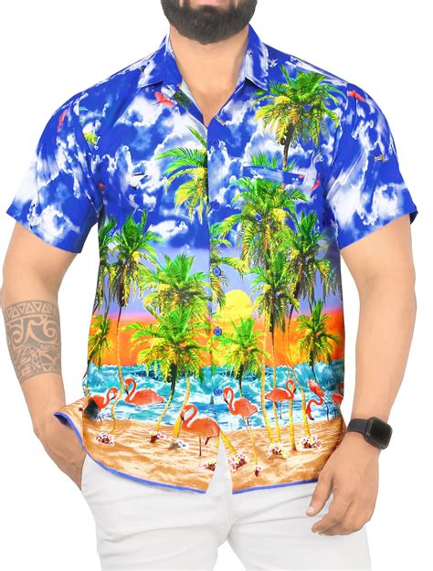 La Leela Mens Hawaiian Shirts Short Sleeve Button Down Shirt Mens Vacation Shirts Summer Beach