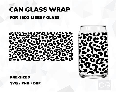 Leopard Print Libbey 16oz Can Glass Svg Cheetah Print Coffee Etsy