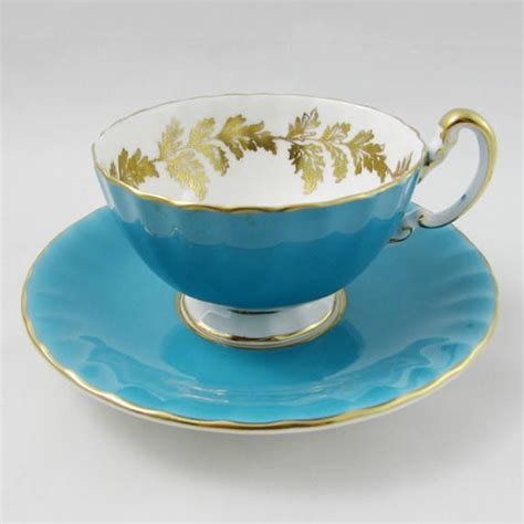 Blue Aynsley Tea Cup And Saucer Oban Shape With Gold Decor Etsy