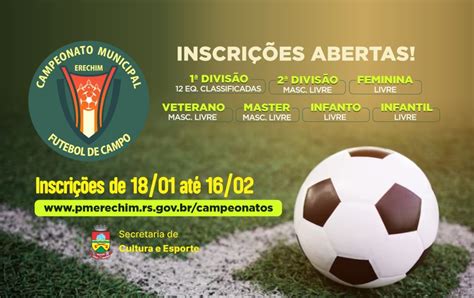 Inscrições abertas para o Campeonato Municipal de Futebol de Campo 2024