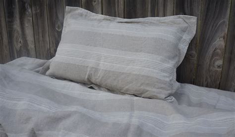 Striped Duvet Cover Handmade In Natural Linen Superior Custom Linens