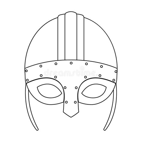 Viking Helmet Icon In Outline Style Isolated On White Background Vikings Symbol Stock Vector