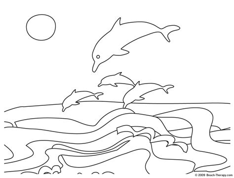 Dolphin Jumping Coloring Page Drawing Kids