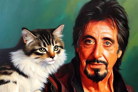 Al Pacino With Kitten Oil Painting Digital Art By Star Dreamer Pixels