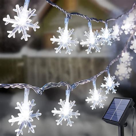 Guirlande Lumineuse Exterieur Solaire 12M 100 LED Flocon De Neige