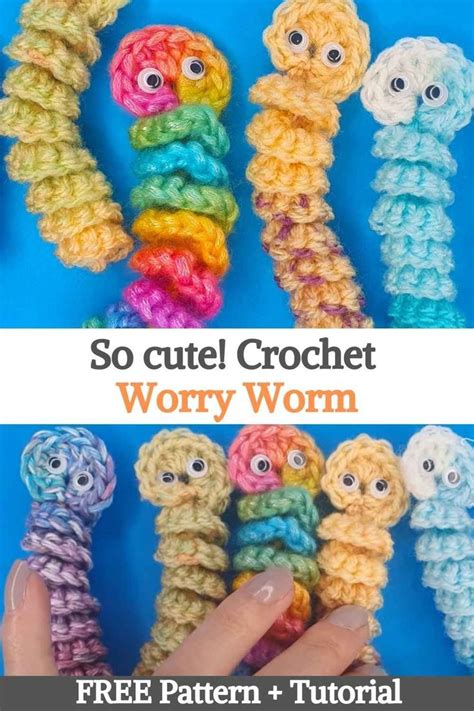 Crochet Wormy Worms With The Words So Cutel Crochet Worry Worm