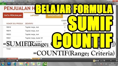 Fungsi Sumif Dan Countif Pada Excel Youtube