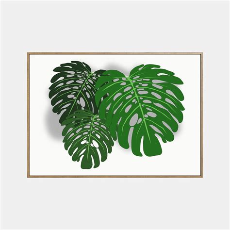 Monstera Leaves Print Botanical Gallery Wall Print Green Tropical Leaf Wall Art Monstera