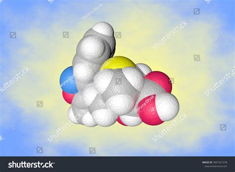 Molecular Structure Oxacillin Atoms Represented Spheres Stock ...