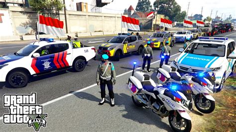 Konvoi HUT Kemerdekaan Semua Polisi Los Santos GTA 5 Mod Indonesia