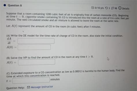 Solved Suppose That A Room Containing Cubic Feet Of Air Chegg