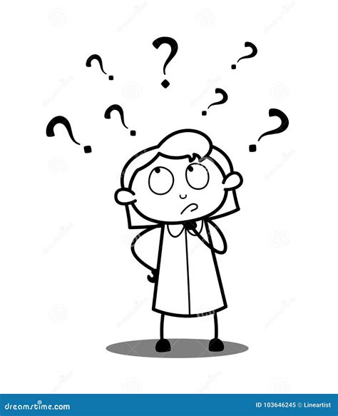 Confused Cartoon Woman Thinking With Question Marks Vector Illustration | CartoonDealer.com ...