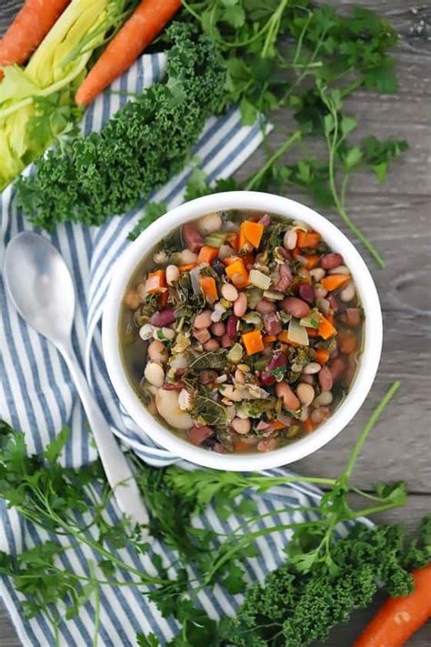 Slow Cooker Bean Soup With Ham And Kale Bowl Of Delicious