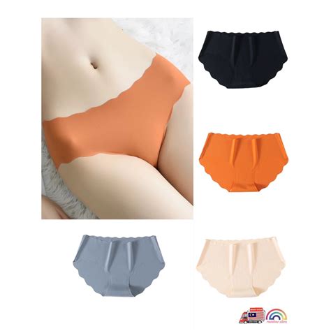 💗ready Stock 💗underwear Women Seamless Ice Silk Panties Wave Girls