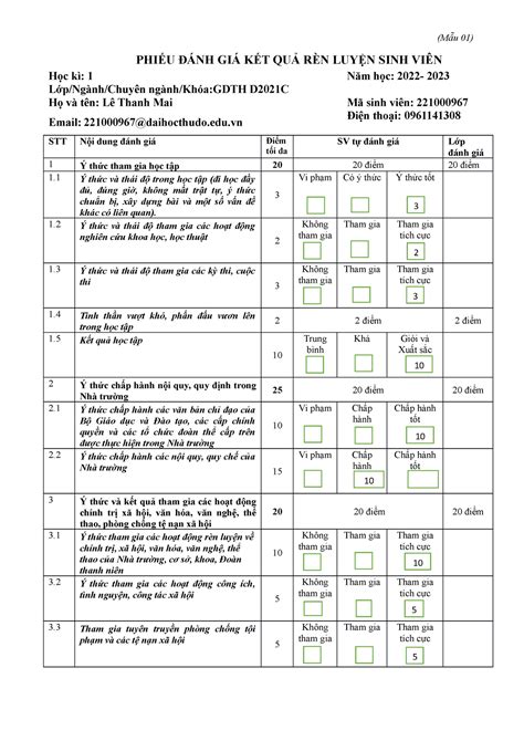 20 ưegsaggggggggggggggggaz Mẫu 01 PHIẾU ĐÁNH GIÁ KẾT QUẢ RÈN
